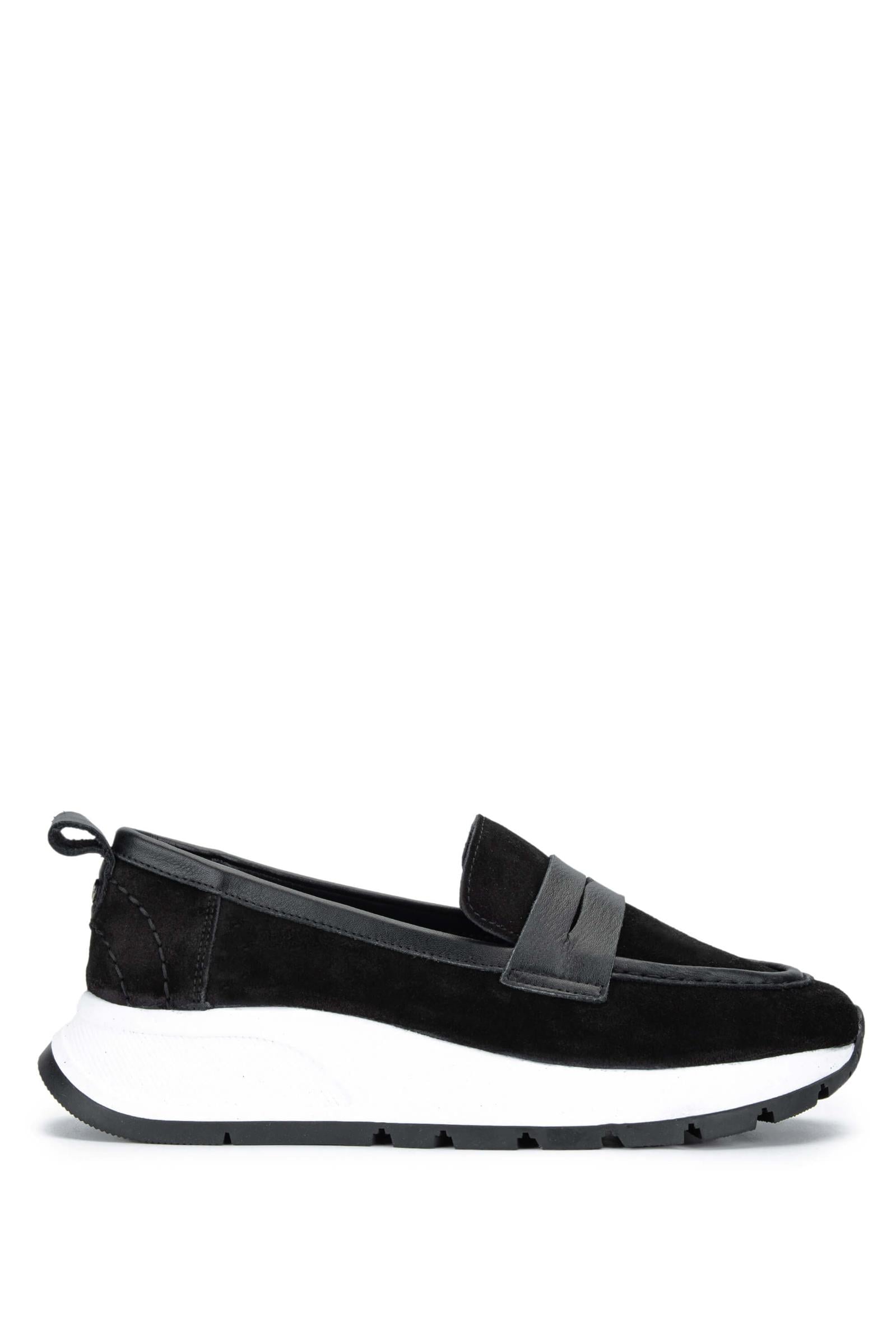  Tamer Tanca Kadın Hakiki Deri Siyah Süet Loafer Ayakkabı