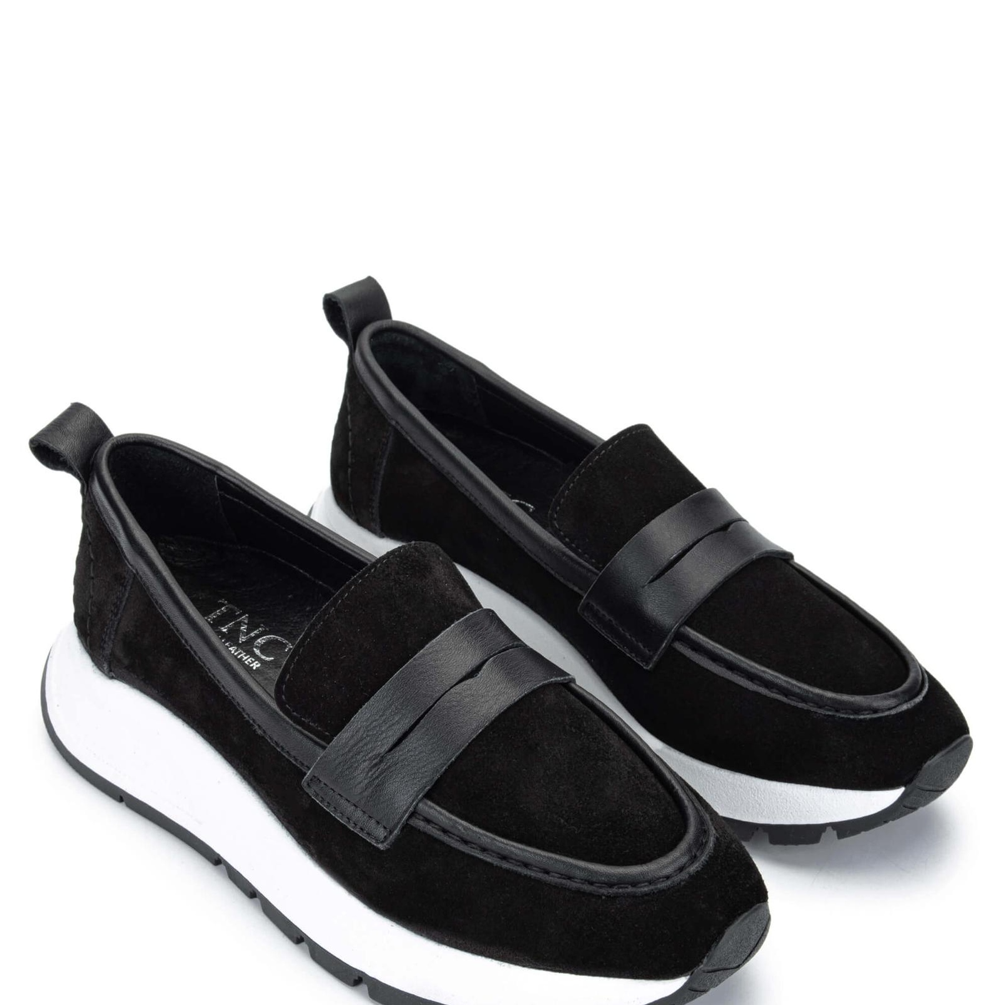 Tamer Tanca Kadın Hakiki Deri Siyah Süet Loafer Ayakkabı