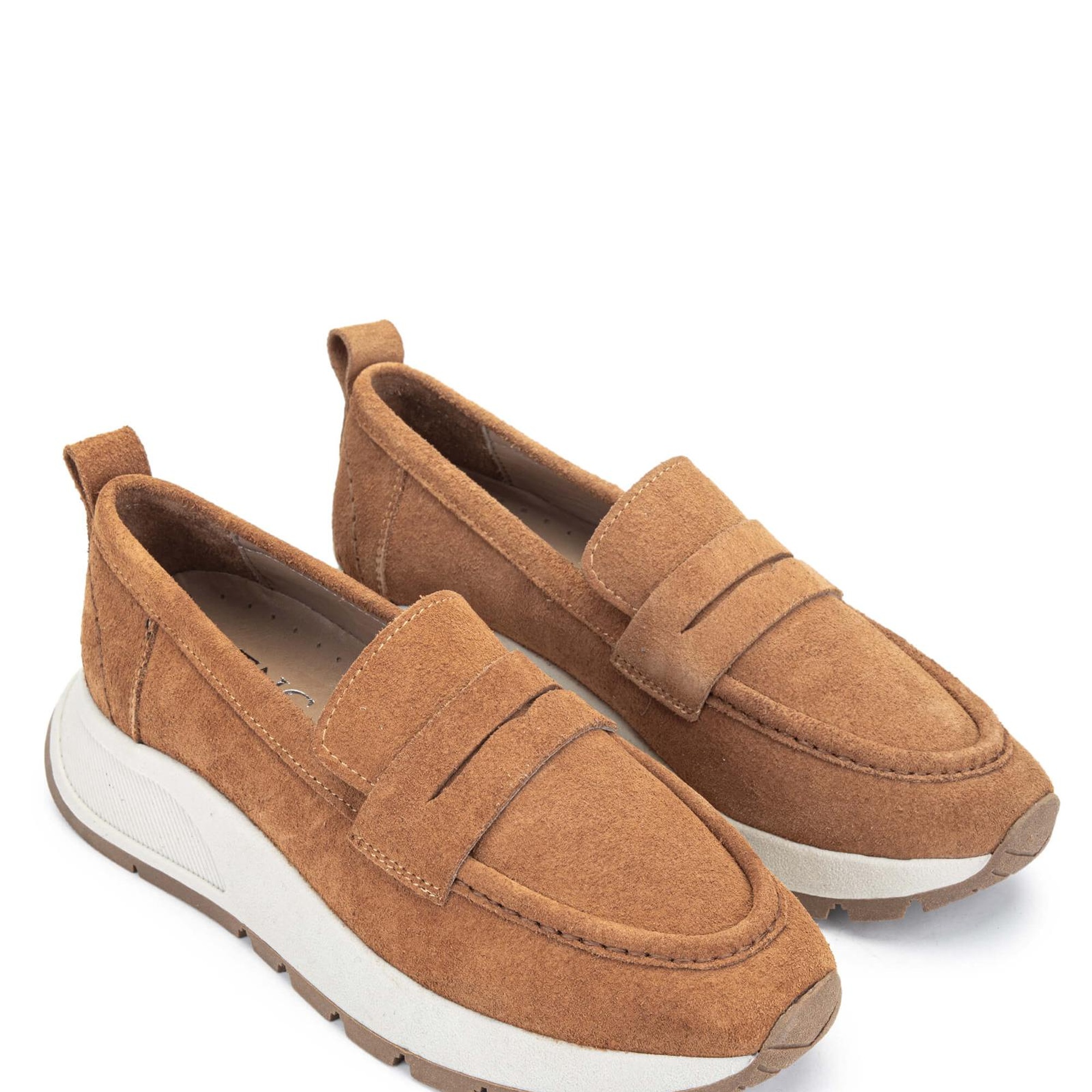 Tamer Tanca Kadın Hakiki Deri Tütün Süet Loafer Ayakkabı