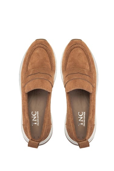  Tamer Tanca Kadın Hakiki Deri Tütün Süet Loafer Ayakkabı