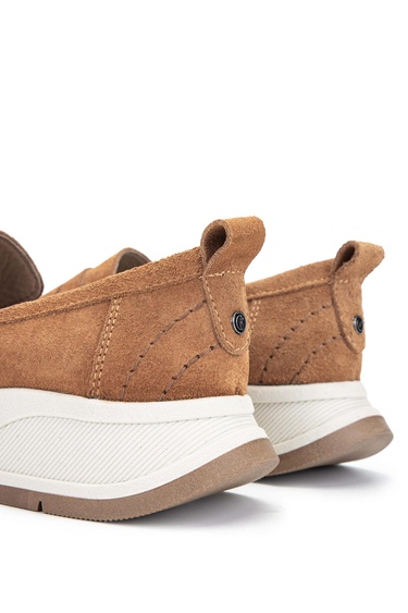  Tamer Tanca Kadın Hakiki Deri Tütün Süet Loafer Ayakkabı