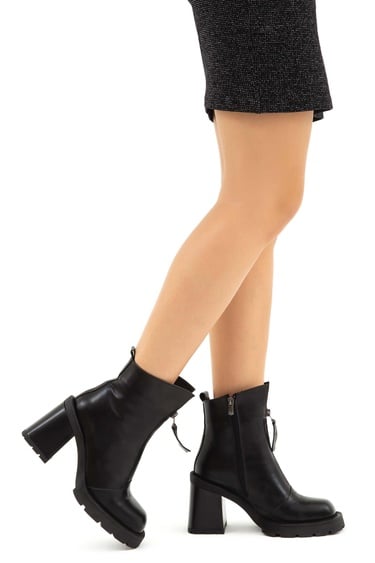  Tamer Tanca Kadın Hakiki Deri Siyah Deri Casual Bot
