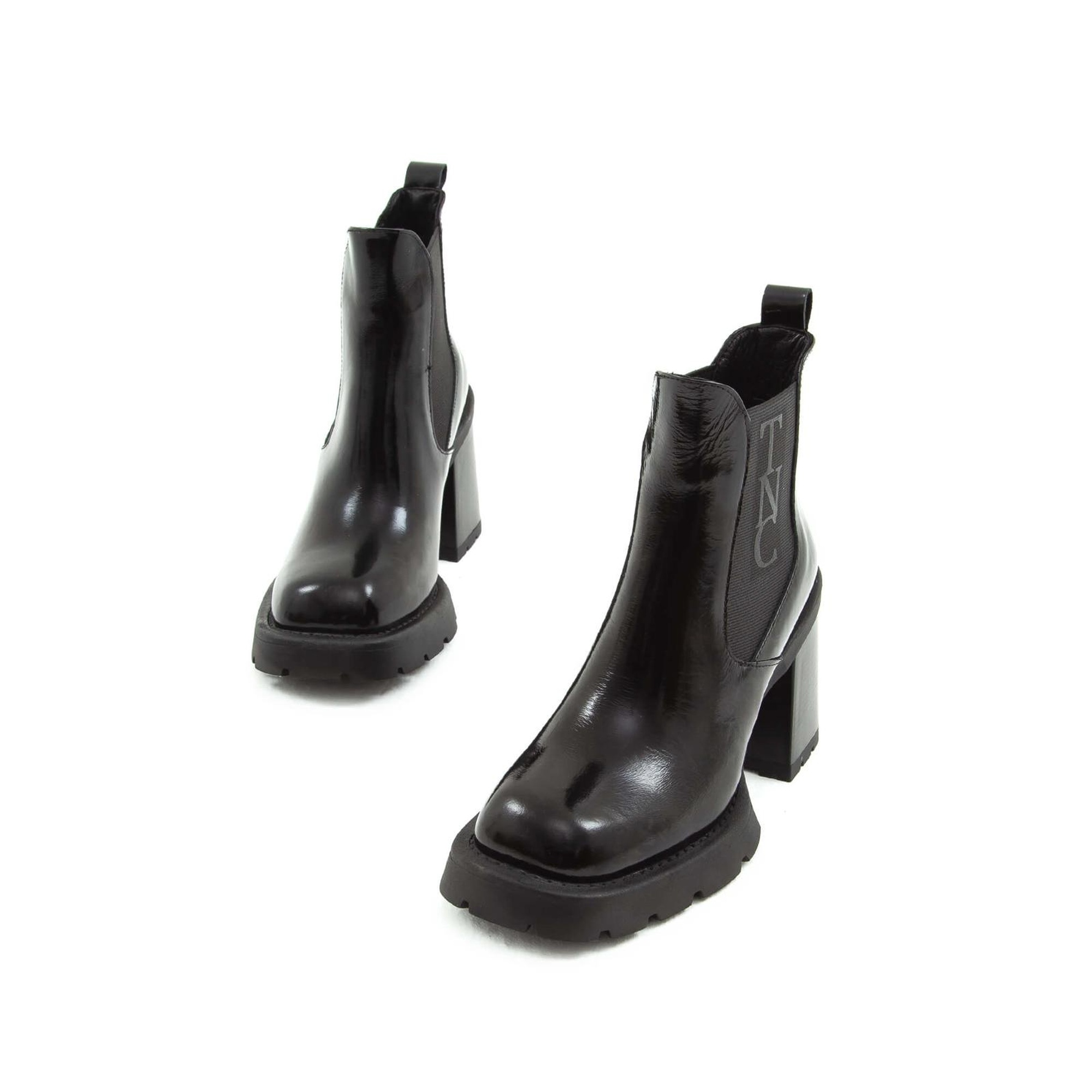 Tamer Tanca Kadın Hakiki Deri Siyah Rugan Casual Bot