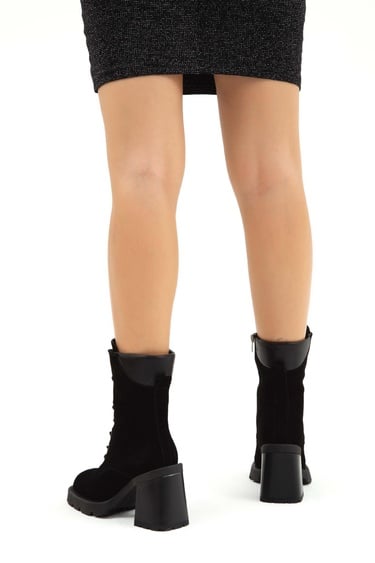  Tamer Tanca Kadın Hakiki Deri Siyah Süet Casual Bot