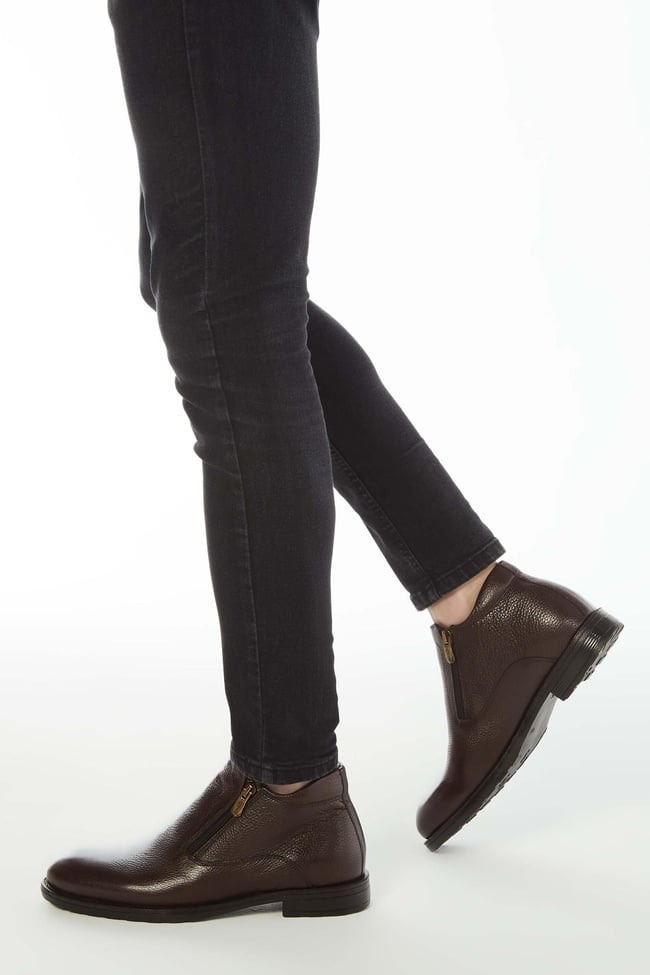  Tamer Tanca Erkek Hakiki Deri Kahverengi Floter Klasik Bot