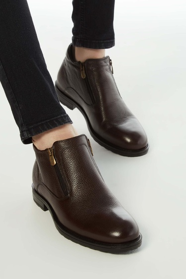  Tamer Tanca Erkek Hakiki Deri Kahverengi Floter Klasik Bot