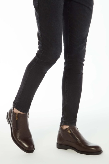  Tamer Tanca Erkek Hakiki Deri Kahverengi Floter Klasik Bot