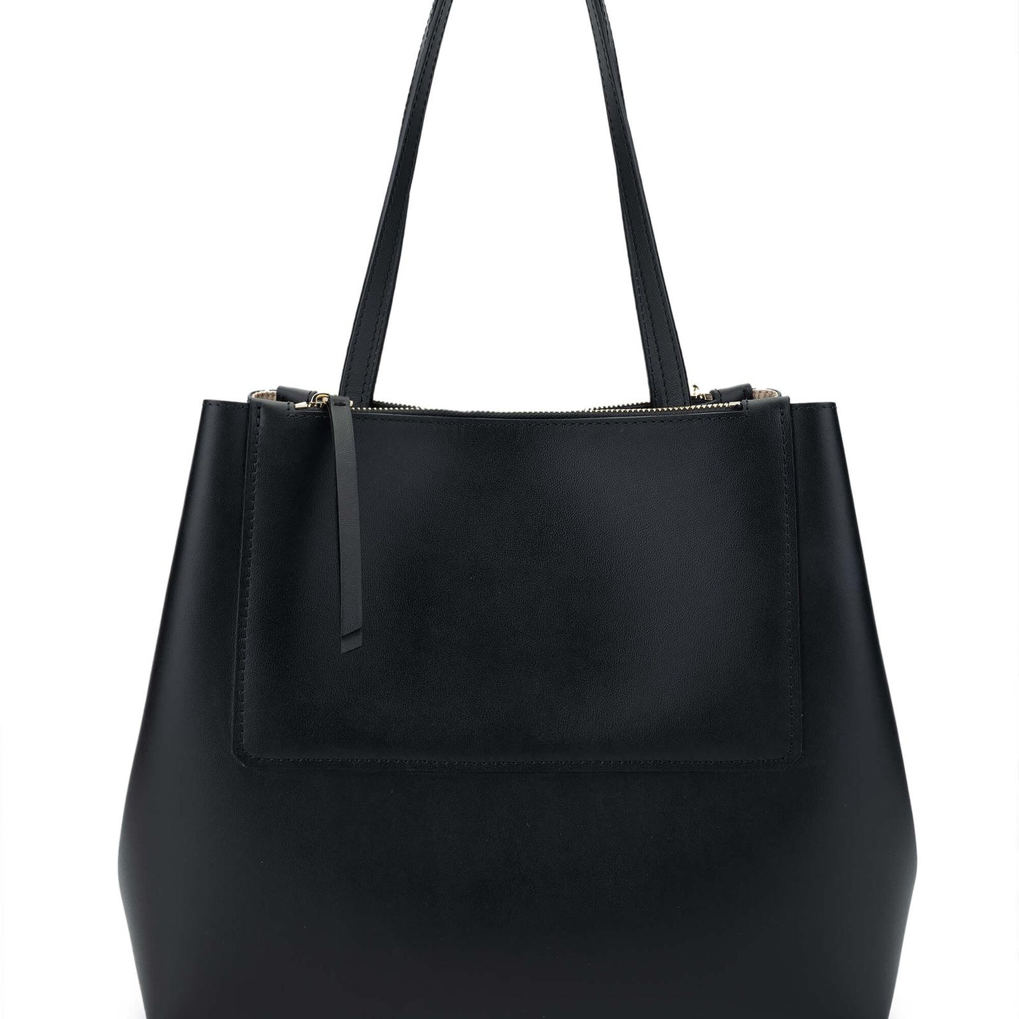 Tamer Tanca Kadın Hakiki Deri Siyah Deri Omuz Çanta