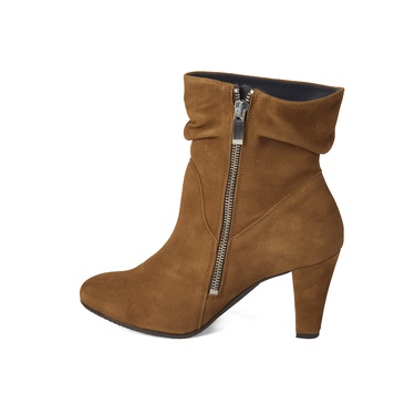  Belen Taba Kadın DesaComfort Fermuarlı Topuklu Deri Bot