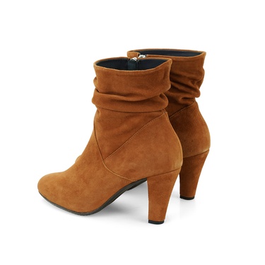  Belen Taba Kadın DesaComfort Fermuarlı Topuklu Deri Bot