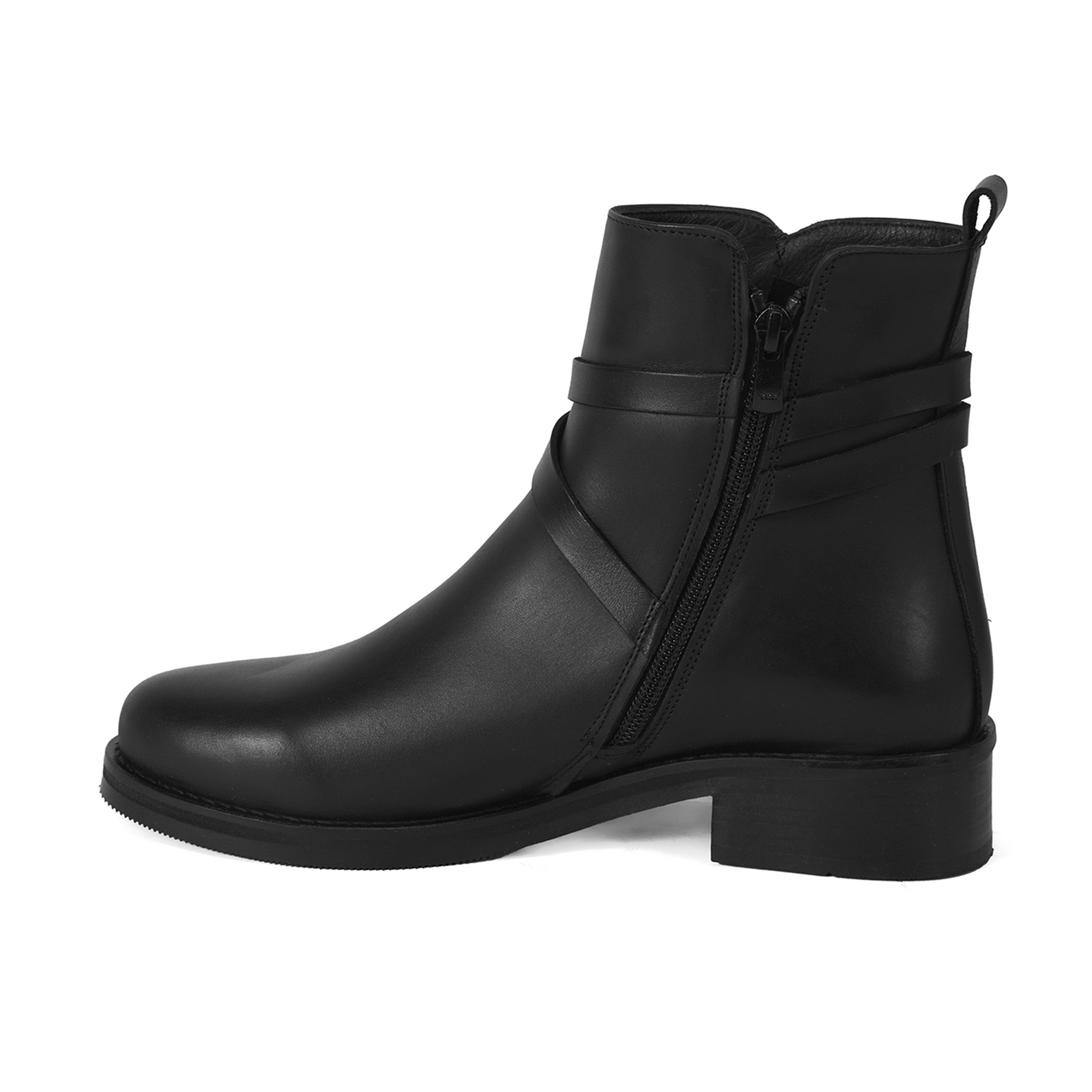 Lillia Siyah Kadın Toka Aksesuarlı Deri Bot