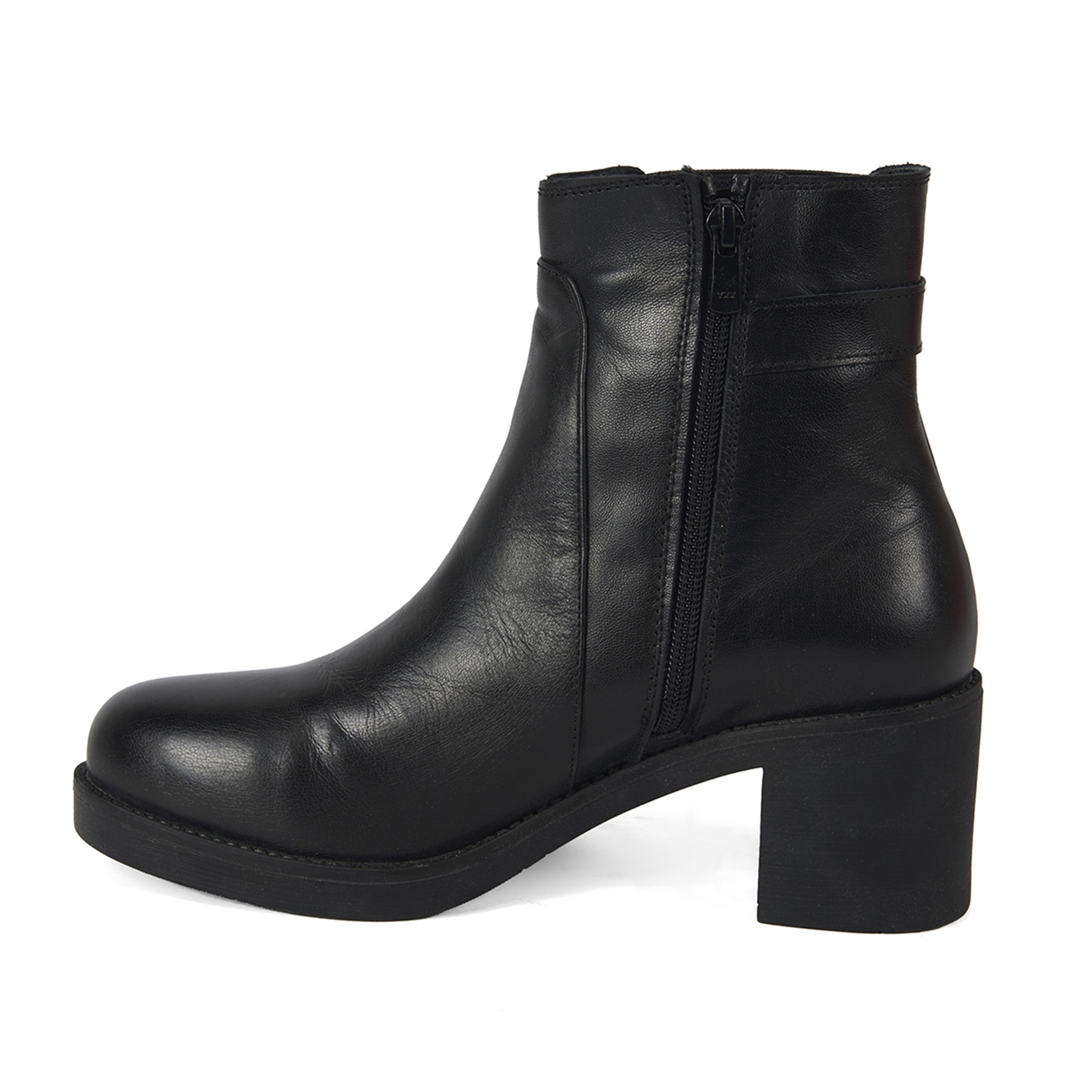 Kadın Siyah Topuklu Deri Bot