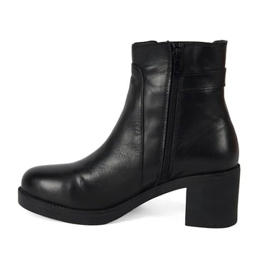  Kadın Siyah Topuklu Deri Bot