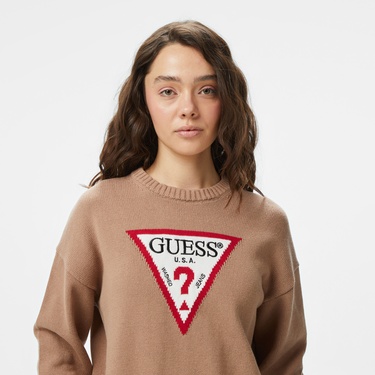  Guess Triangle Kadın Kahverengi Kazak