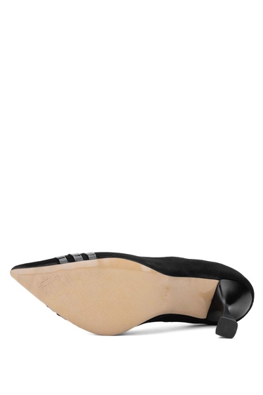  Tamer Tanca Kadın Hakiki Deri Siyah Süet Topuklu Ayakkabı