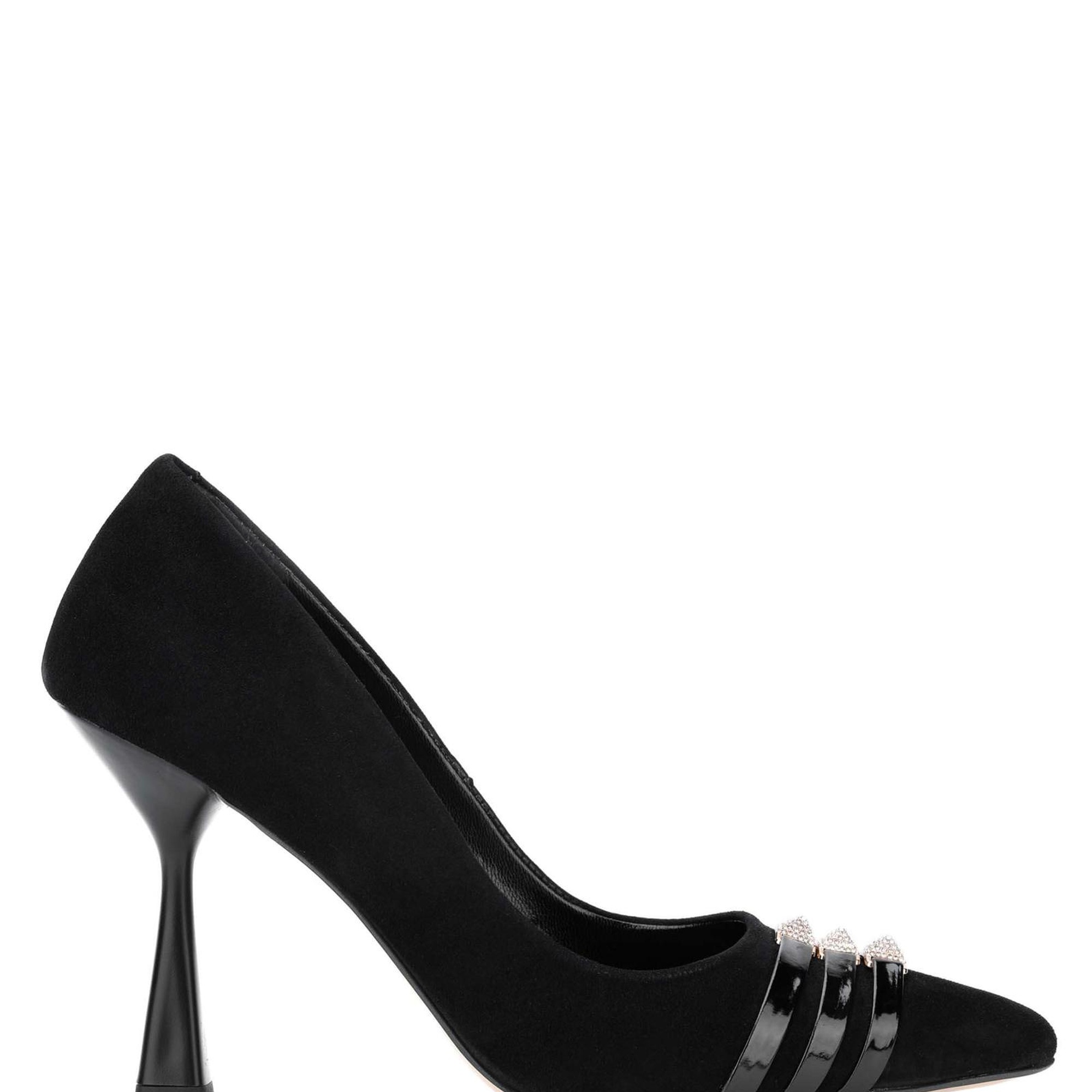 Tamer Tanca Kadın Hakiki Deri Siyah Süet Topuklu Ayakkabı