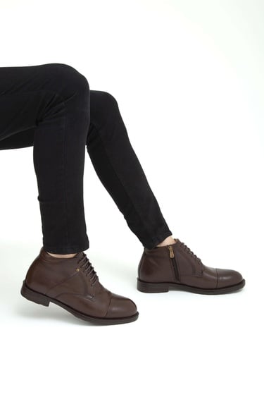  Tamer Tanca Erkek Hakiki Deri Kahverengi Floter Klasik Bot