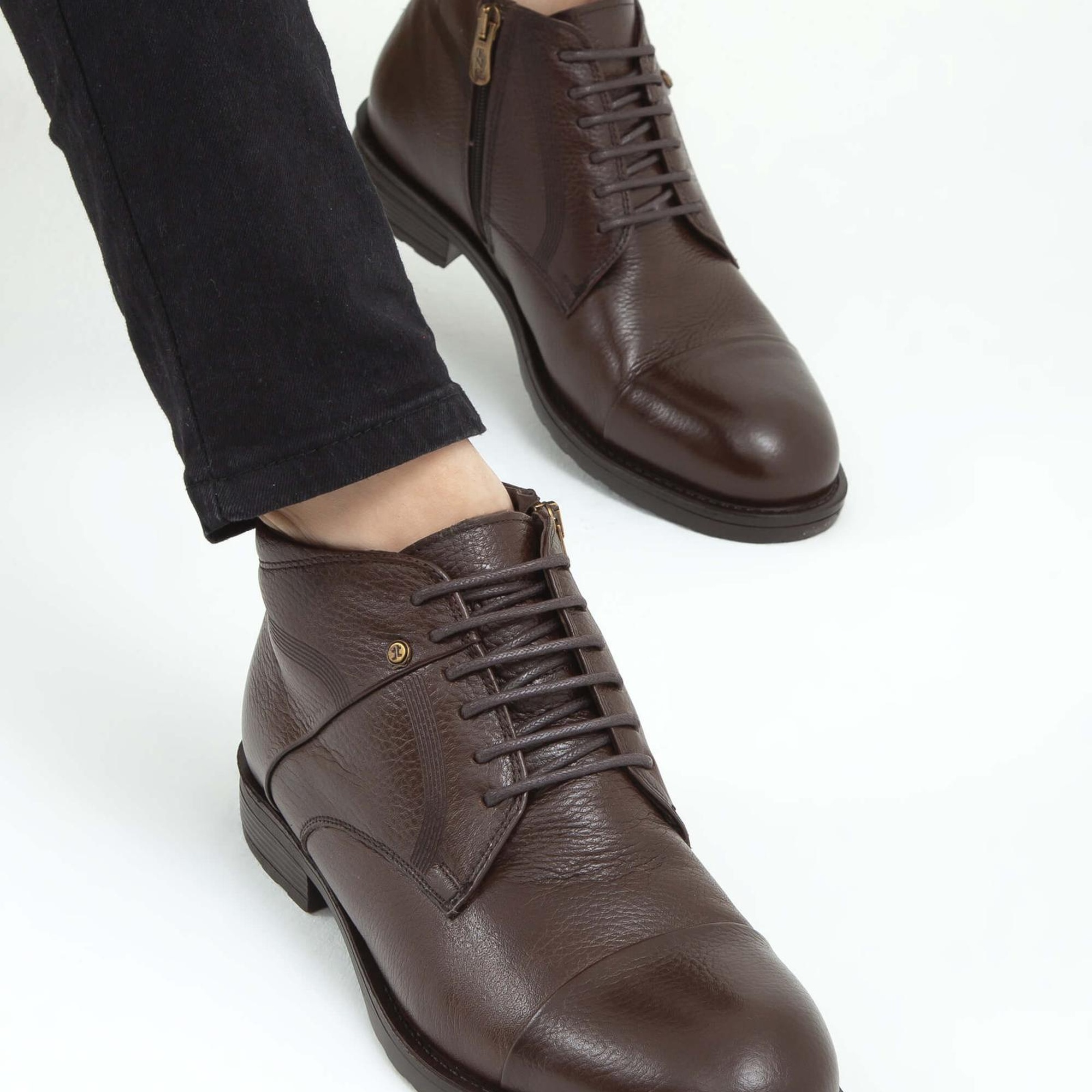 Tamer Tanca Erkek Hakiki Deri Kahverengi Floter Klasik Bot