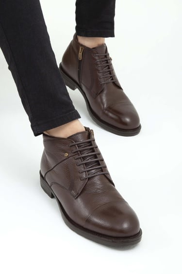  Tamer Tanca Erkek Hakiki Deri Kahverengi Floter Klasik Bot