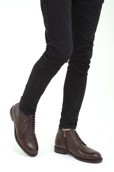  Tamer Tanca Erkek Hakiki Deri Kahverengi Floter Klasik Bot