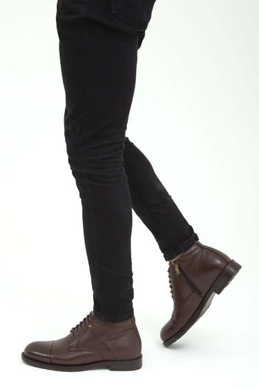  Tamer Tanca Erkek Hakiki Deri Kahverengi Floter Klasik Bot