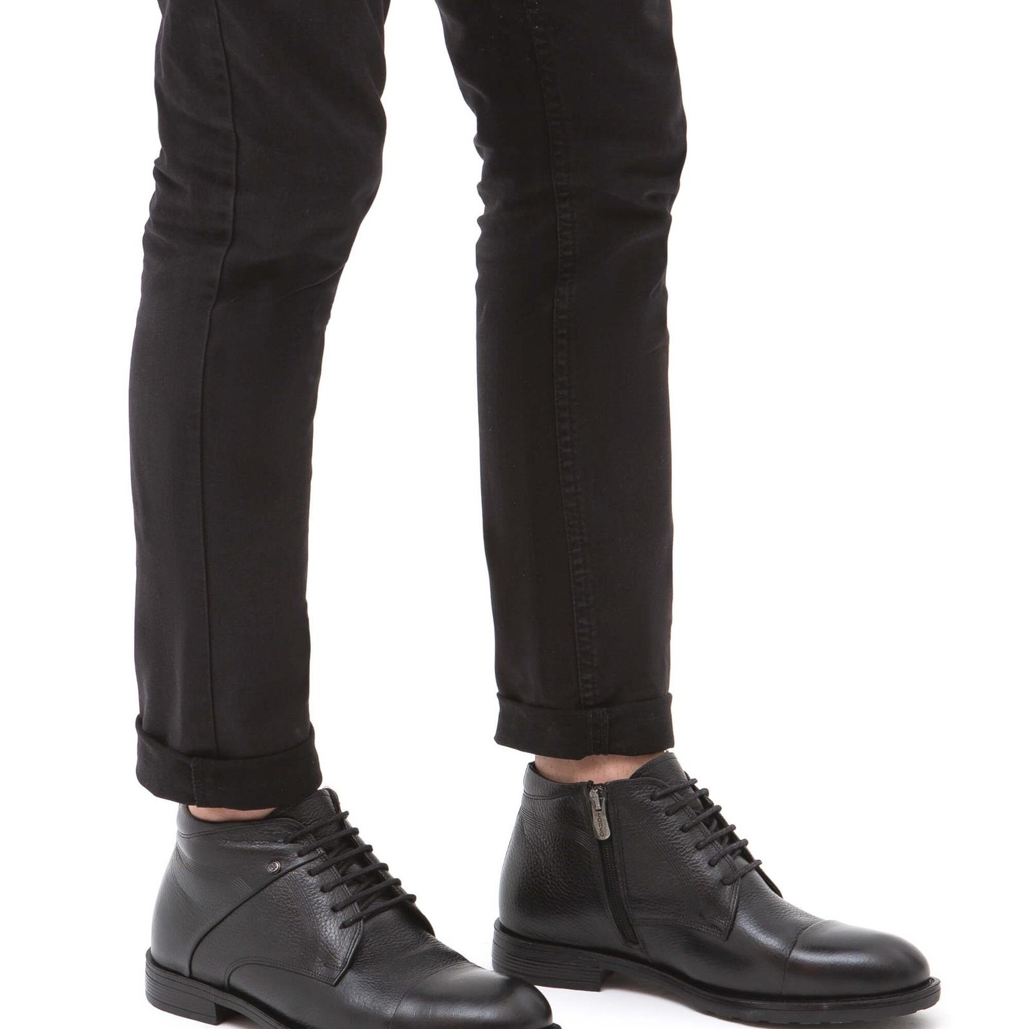 Tamer Tanca Erkek Hakiki Deri Siyah Floter Klasik Bot