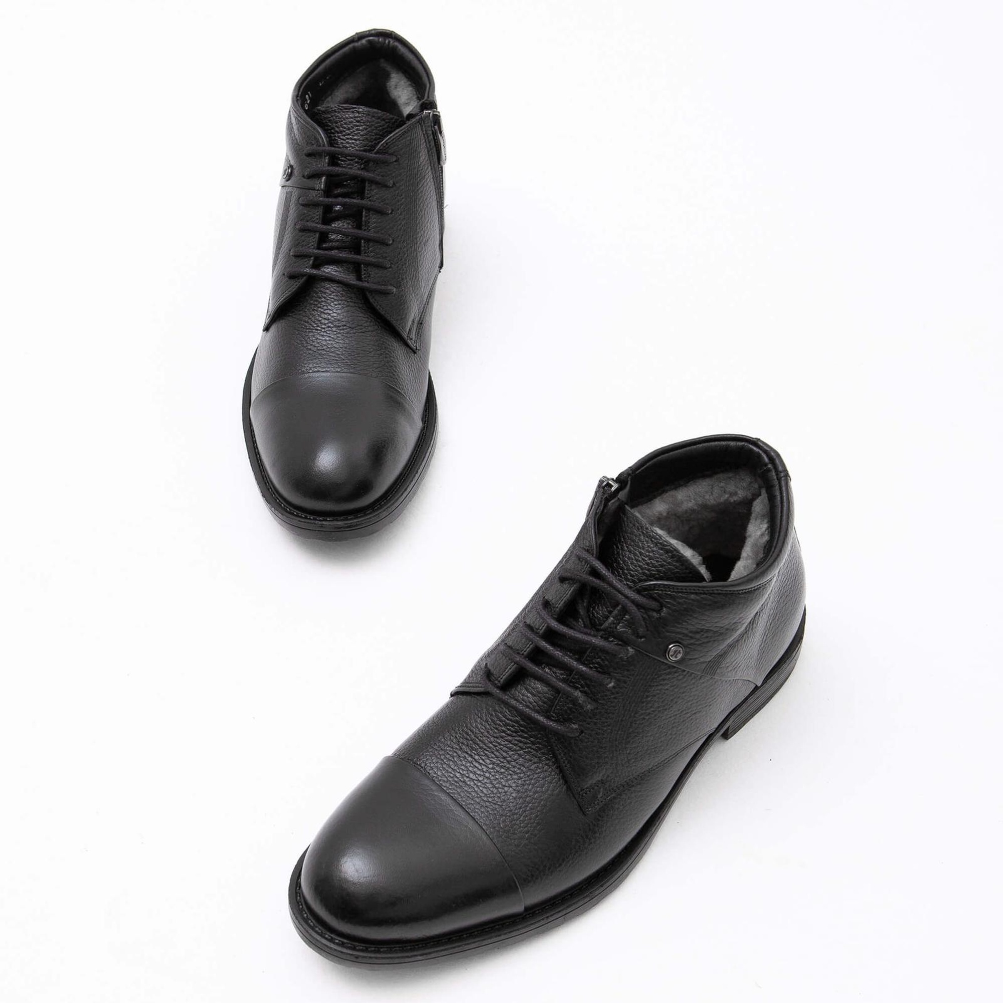 Tamer Tanca Erkek Hakiki Deri Siyah Floter Klasik Bot