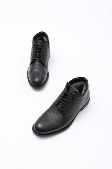  Tamer Tanca Erkek Hakiki Deri Siyah Floter Klasik Bot