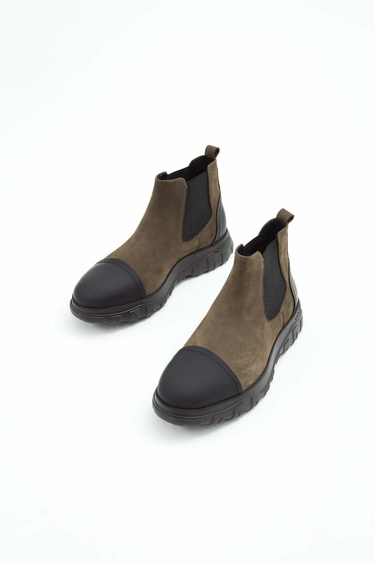  Tamer Tanca Erkek Hakiki Deri Haki Süet Casual Bot