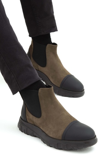  Tamer Tanca Erkek Hakiki Deri Haki Süet Casual Bot