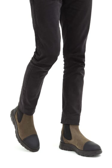  Tamer Tanca Erkek Hakiki Deri Haki Süet Casual Bot