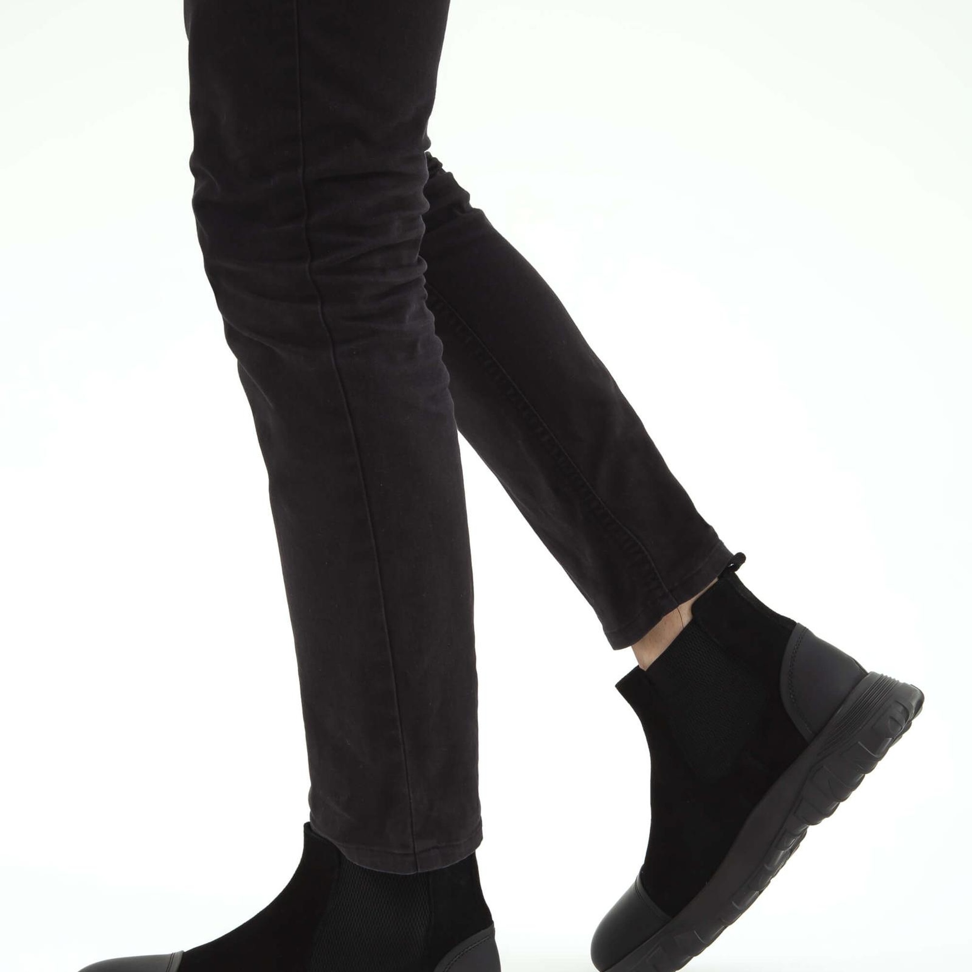 Tamer Tanca Erkek Hakiki Deri Siyah Süet Casual Bot