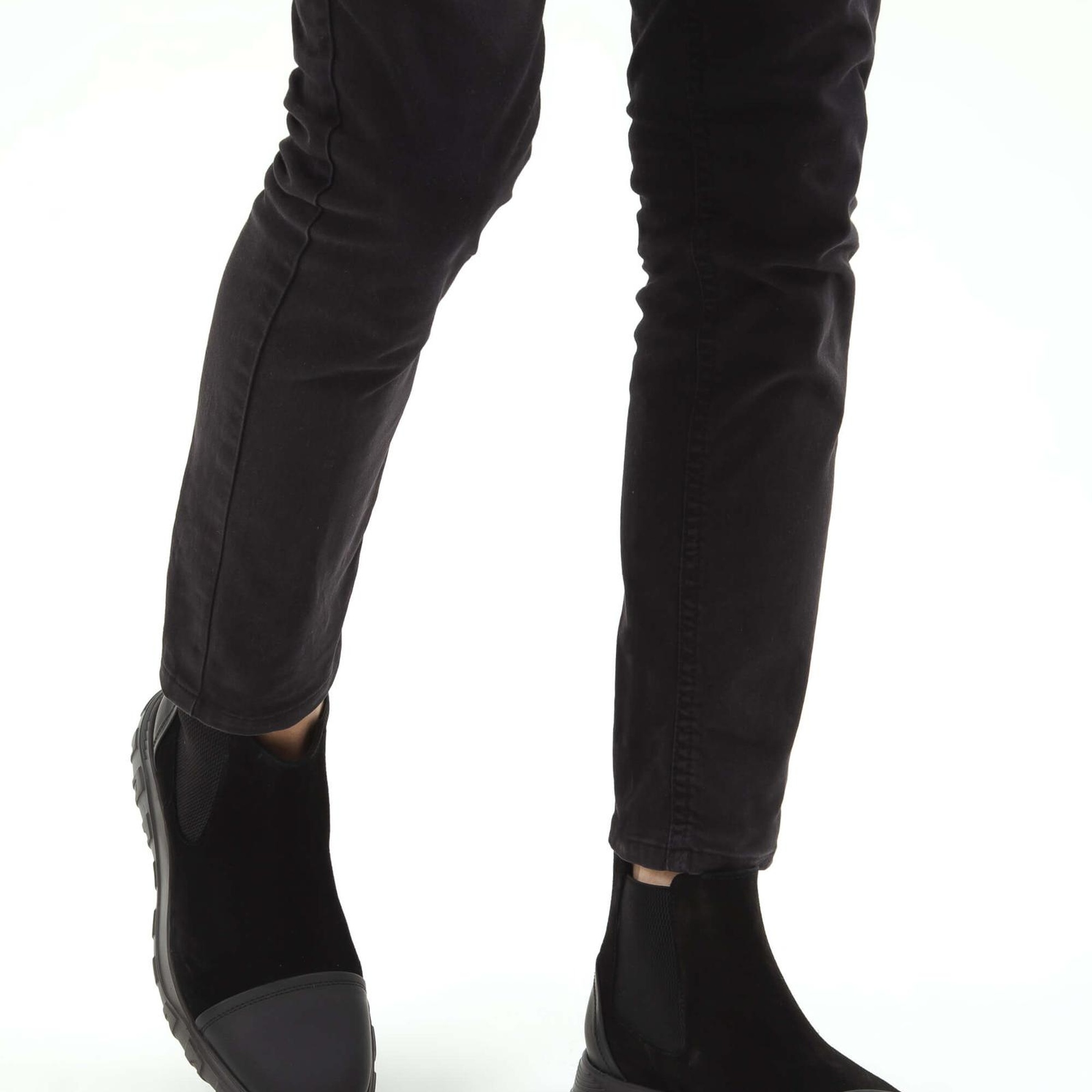 Tamer Tanca Erkek Hakiki Deri Siyah Süet Casual Bot