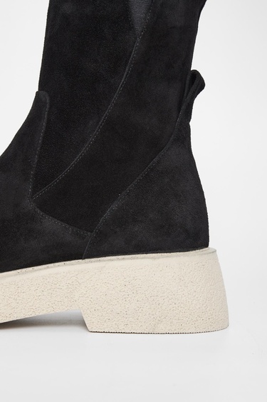  Valmenti Kadın Siyah Süet Hakiki Deri Casual Bot