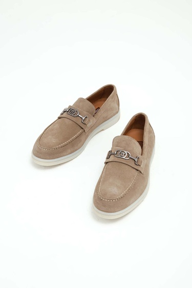  Tamer Tanca Erkek Hakiki Deri Bej Loafer Ayakkabı