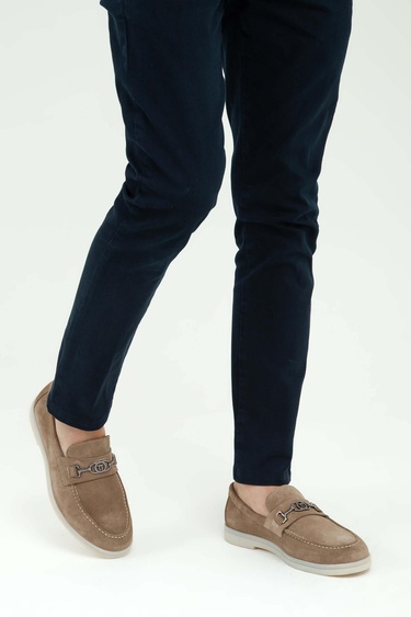  Tamer Tanca Erkek Hakiki Deri Bej Loafer Ayakkabı