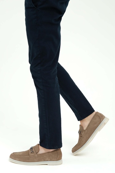  Tamer Tanca Erkek Hakiki Deri Bej Loafer Ayakkabı