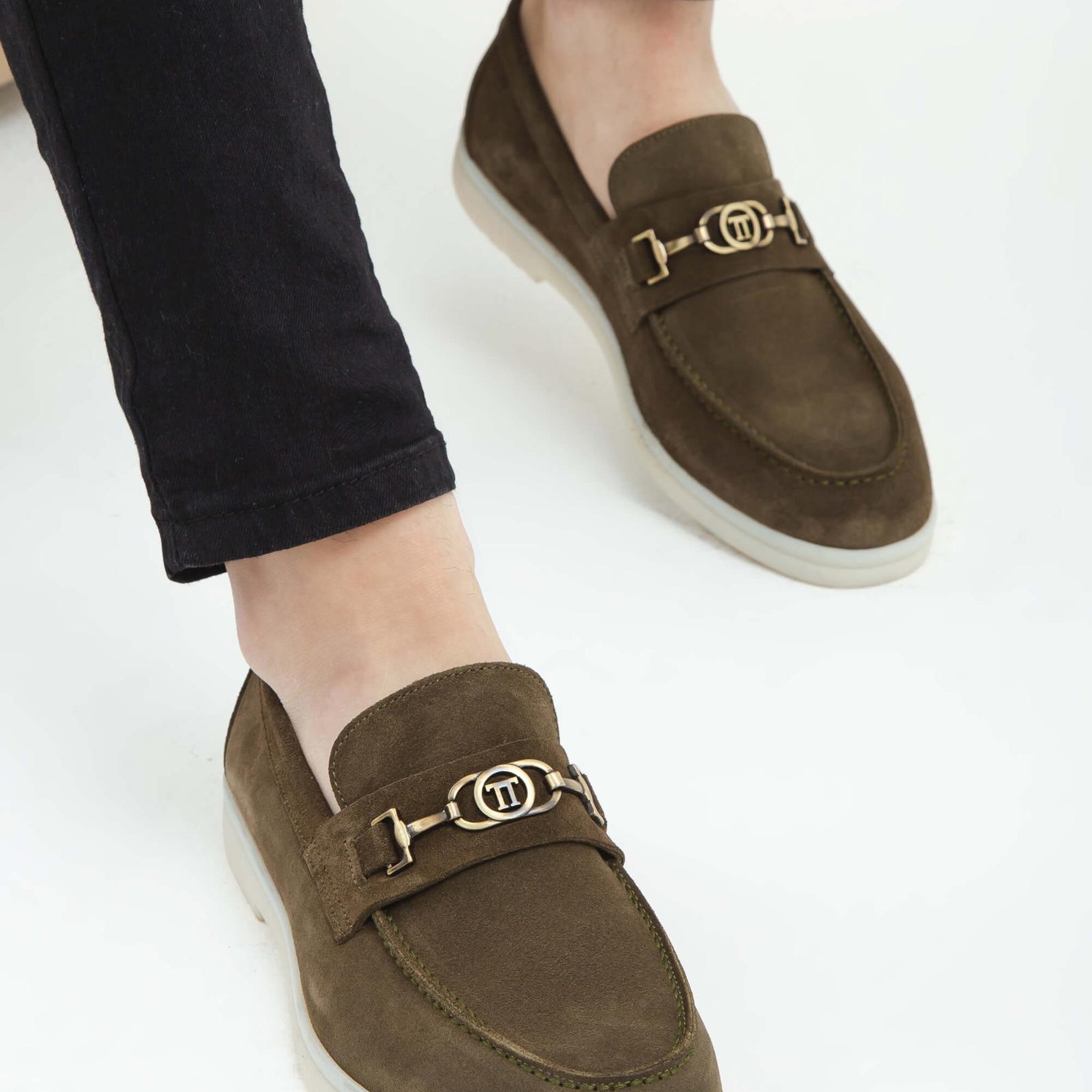 Tamer Tanca Erkek Hakiki Deri Haki Süet Loafer Ayakkabı