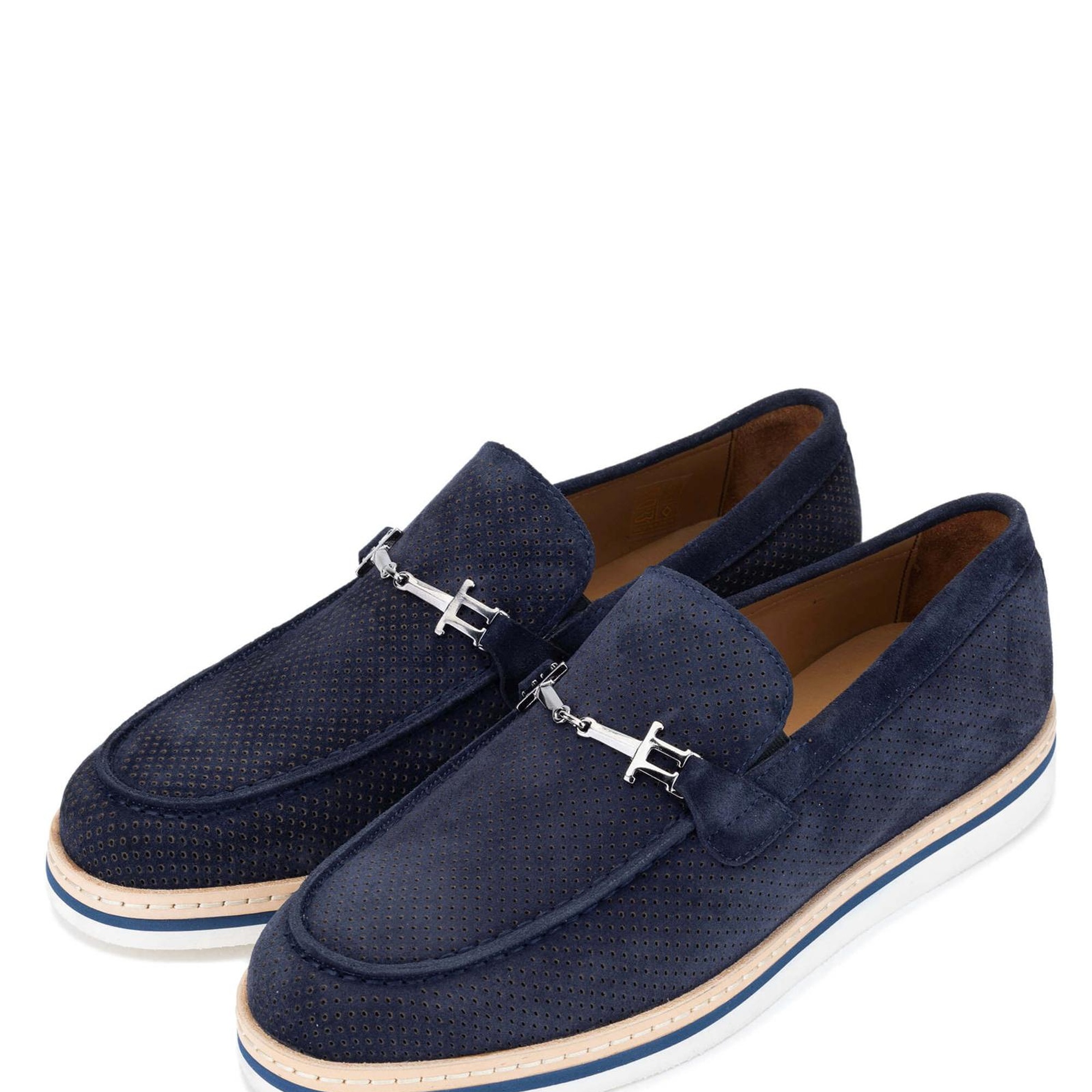 Tamer Tanca Erkek Hakiki Deri Lacivert Süet Loafer Ayakkabı