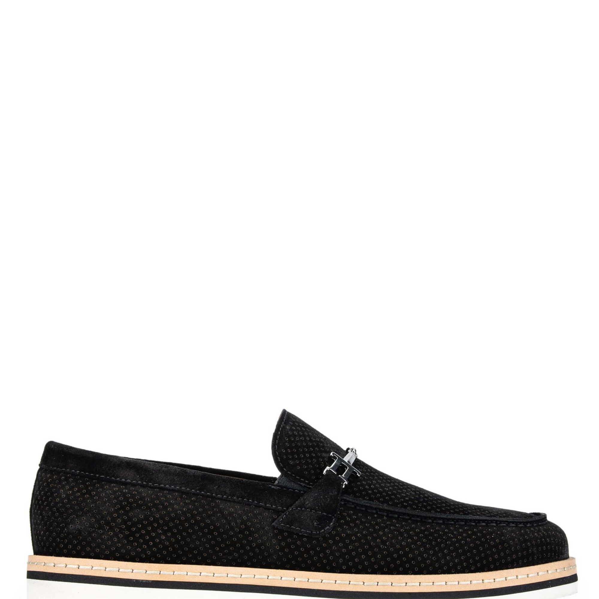 Tamer Tanca Erkek Hakiki Deri Siyah Süet Loafer Ayakkabı