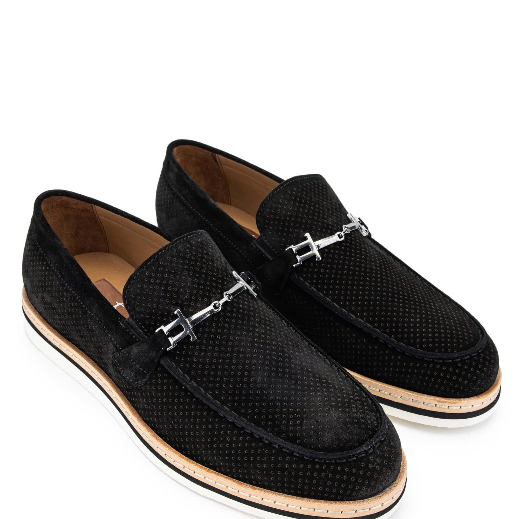 Tamer Tanca Erkek Hakiki Deri Siyah Süet Loafer Ayakkabı