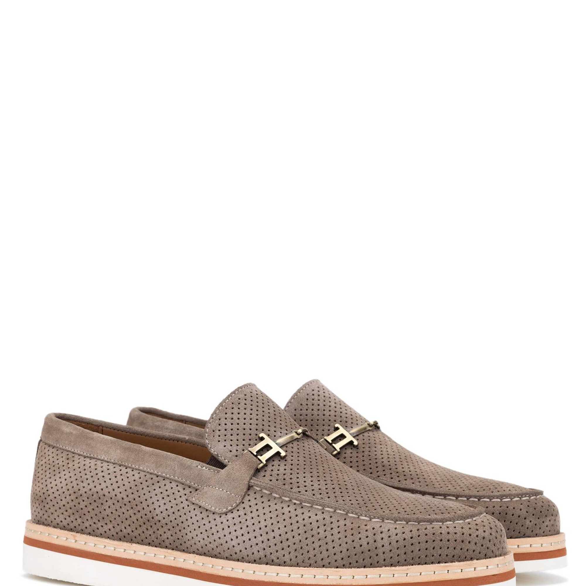 Tamer Tanca Erkek Hakiki Deri Taupe Süet Loafer Ayakkabı