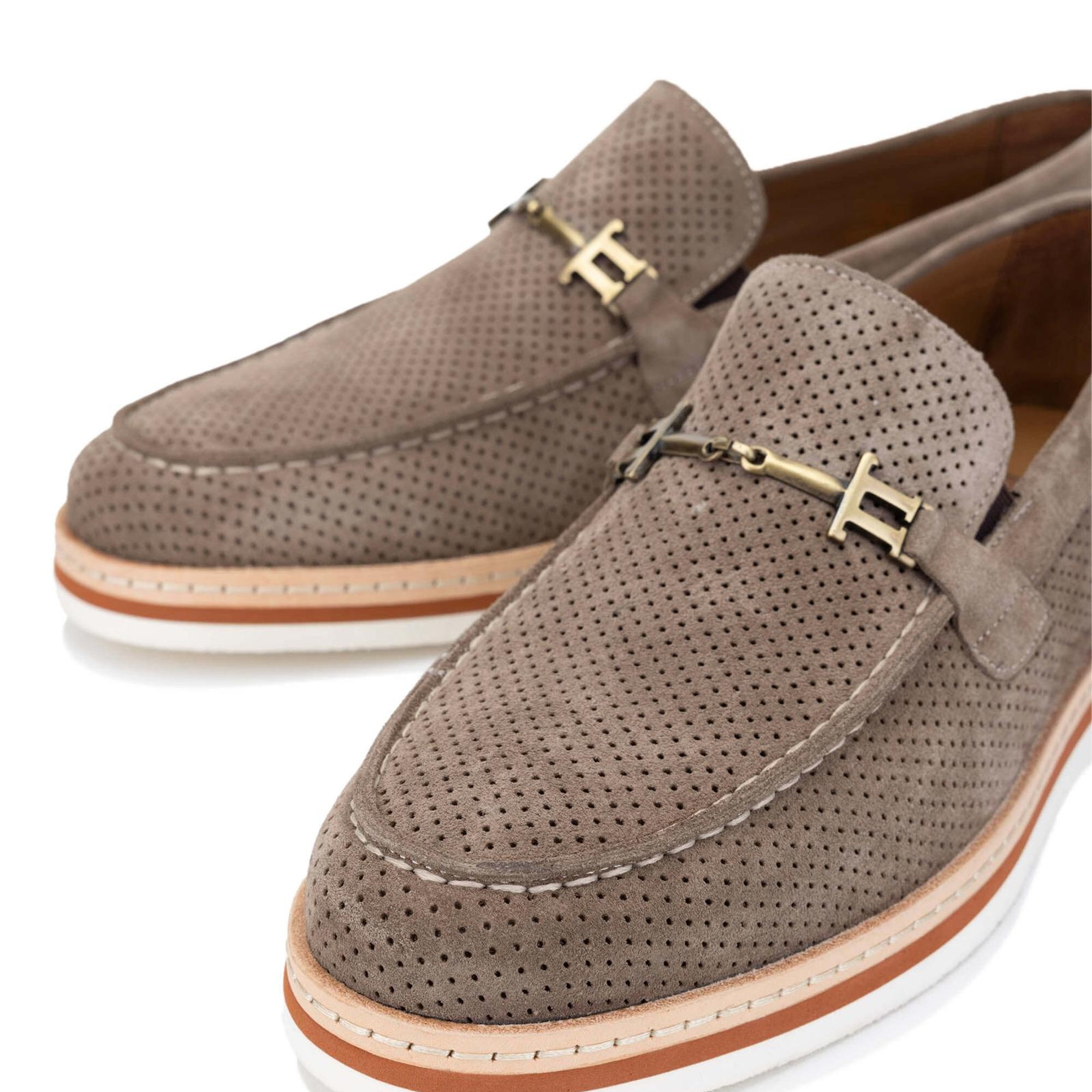 Tamer Tanca Erkek Hakiki Deri Taupe Süet Loafer Ayakkabı