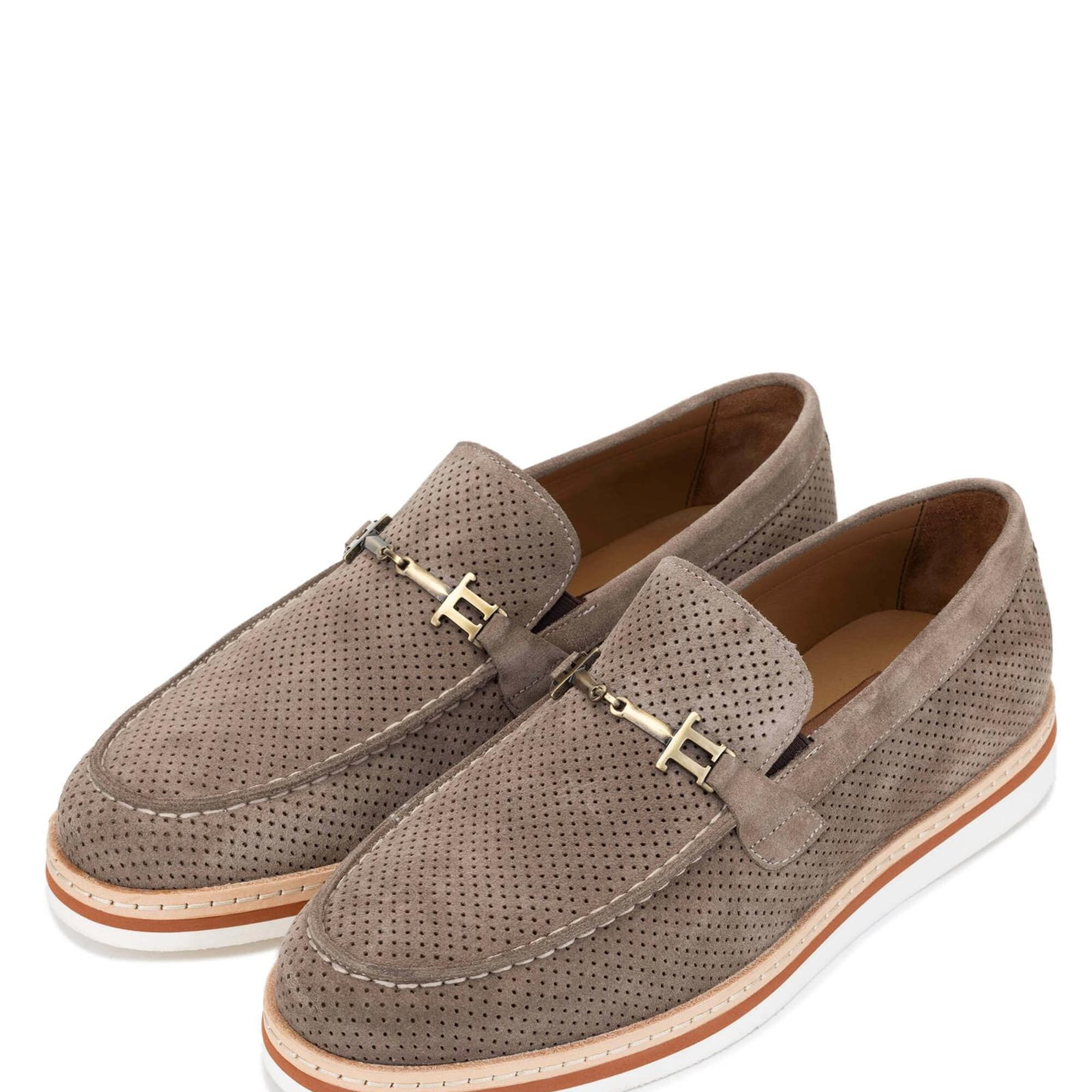 Tamer Tanca Erkek Hakiki Deri Taupe Süet Loafer Ayakkabı