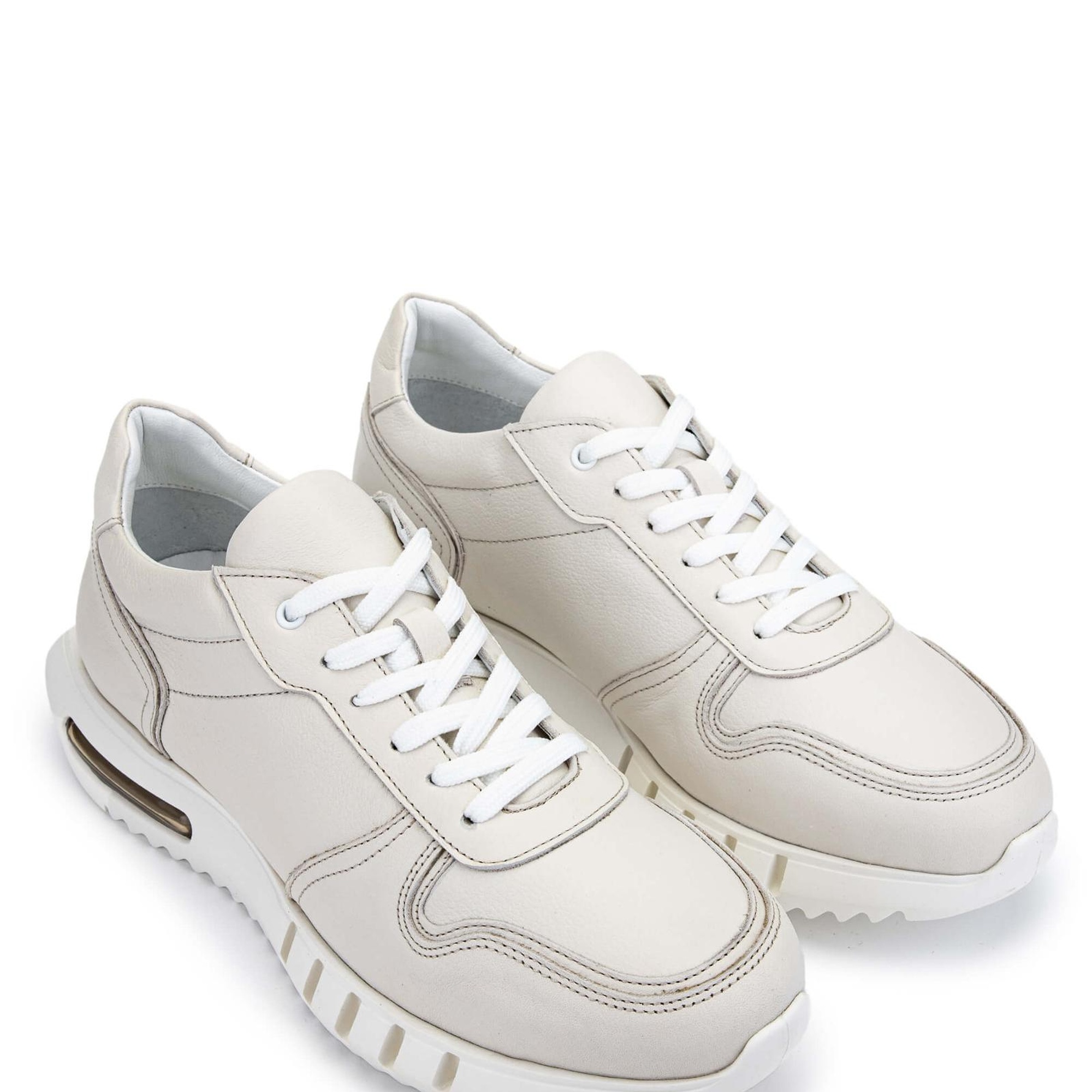 Tamer Tanca Erkek Hakiki Deri Kırık Beyaz Sneakers & Spor Ayakkabı