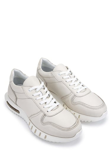  Tamer Tanca Erkek Hakiki Deri Kırık Beyaz Sneakers & Spor Ayakkabı