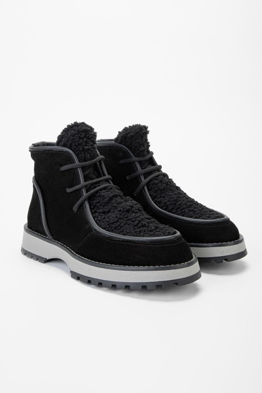  Valmenti Kadın Siyah Süet Hakiki Deri Casual Bot