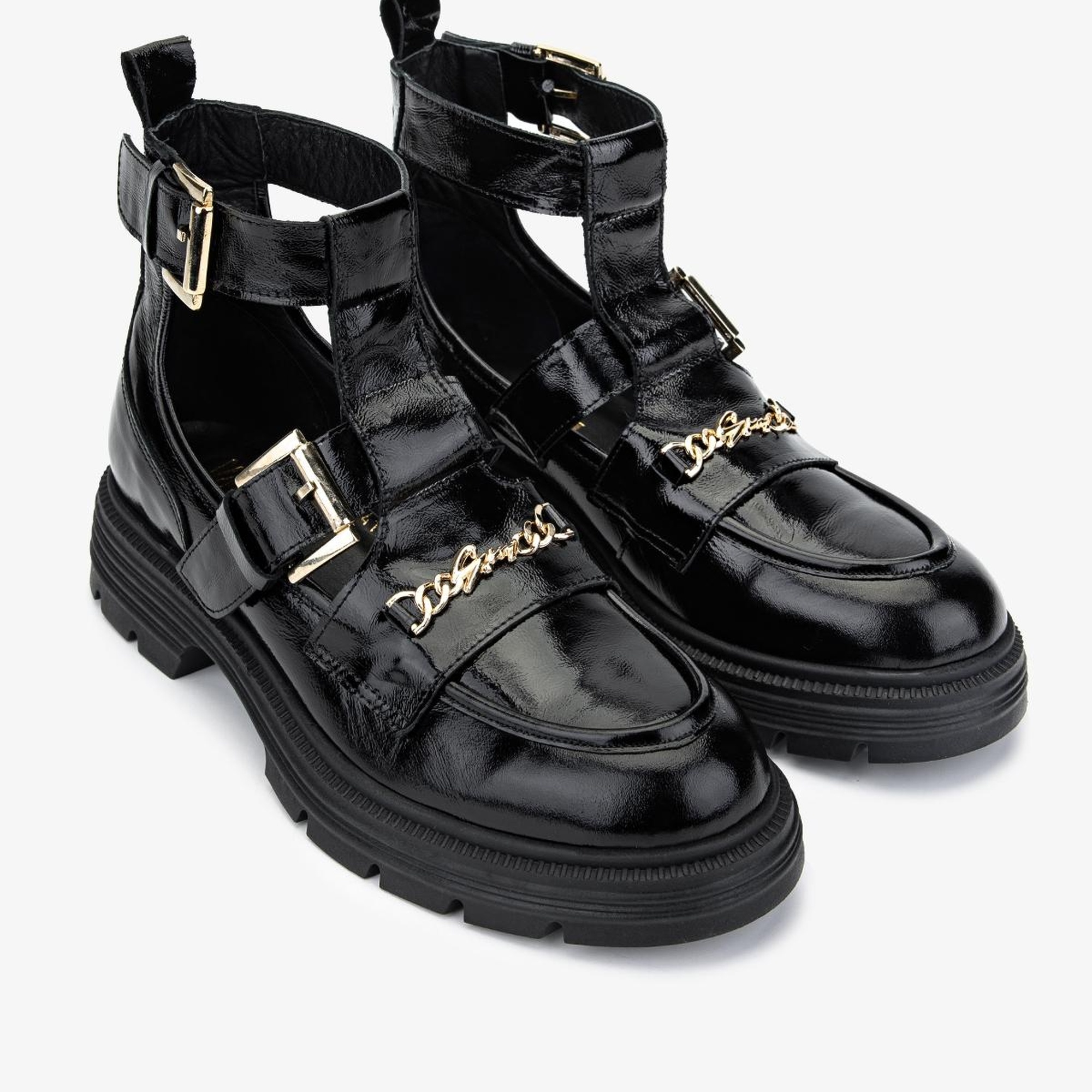 Valmenti Kadın Hakiki Deri Siyah Rugan Casual Bot