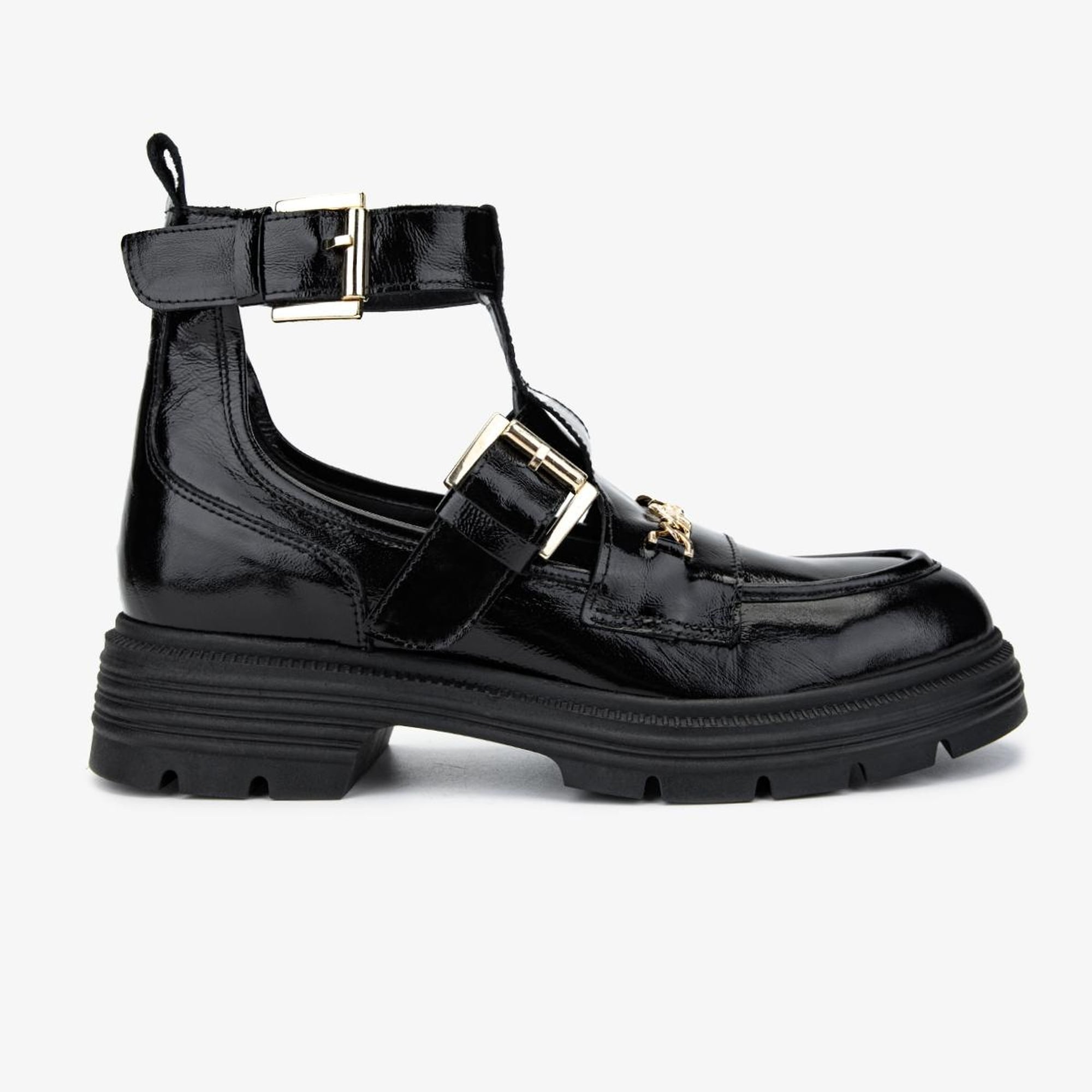 Valmenti Kadın Hakiki Deri Siyah Rugan Casual Bot