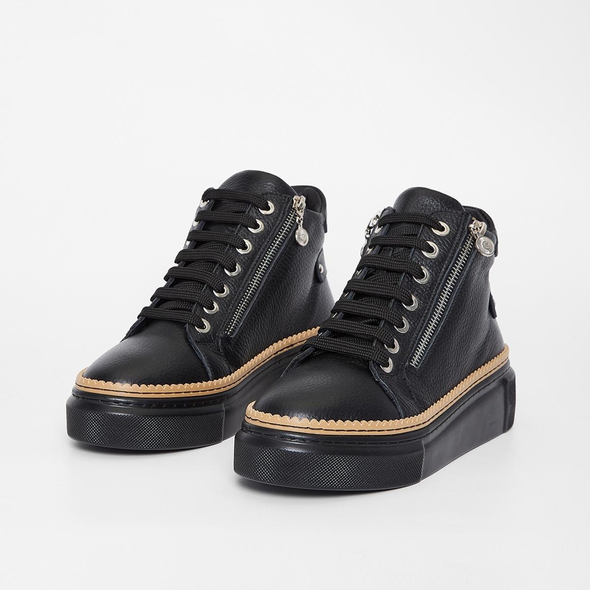 Valmenti Nia Kadın Siyah Floter Hakiki Deri Casual Bot